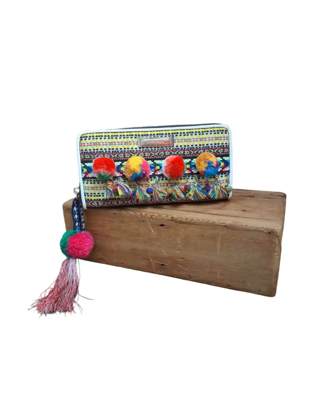 River Island Pom Pom Tassle Zip Around Purse - Picture 2 of 5